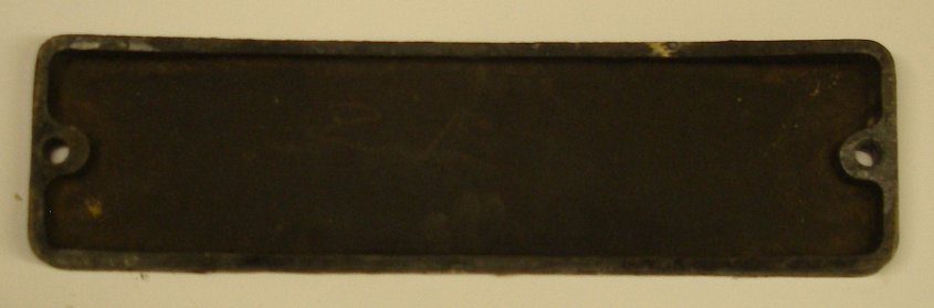 The back of the number plate from BR Stanier 4MT 2-6-4T 42429 bought at an auction organised by BR at Southport Chapel Street station in 1964.