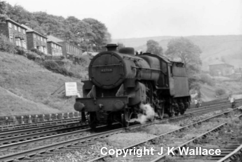 5MT 2-6-0 Hughes Fowler 42714 passes Todmorden Light Engine towards Rochdale on 9 June 1962