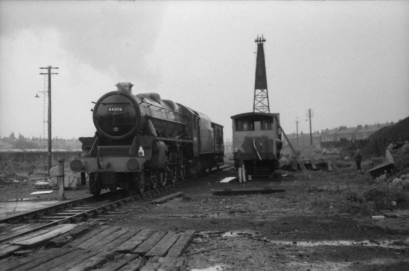44806 in steam at the Steamport Transport Msueum, Derby Road, Southport circa 1973