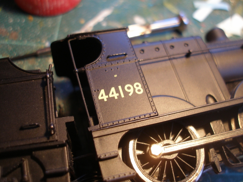Renumbering of a Hornby 4F ready-to-run loco using Fox Transfers; the loco as bought