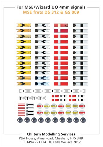 Model Railway Upper Quadrant signal arm transfer sheet for OO gauge (4mm scale) with home and distant arms
