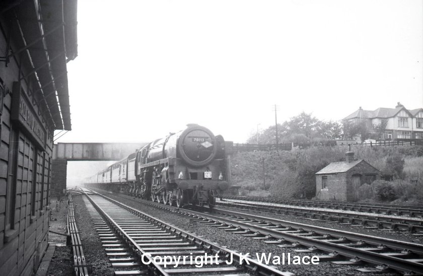 BR Standard 70013 passes Hall Royd Sigbal Box on 28 October 1967 hauling excursion 1Z75