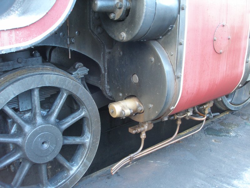 ex-LMS Stanier 8F 2-8-0 48624 as seen at the Great Central Railway, Loughborough on 30 December. Cylinder, drain cocks, pony truck and wheel detail.