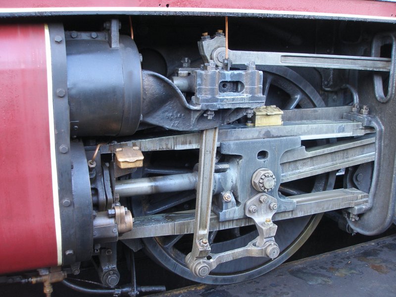 ex-LMS Stanier 8F 2-8-0 48624 as seen at the Great Central Railway, Loughborough on 30 December. Detail of slide bards and crosshead.