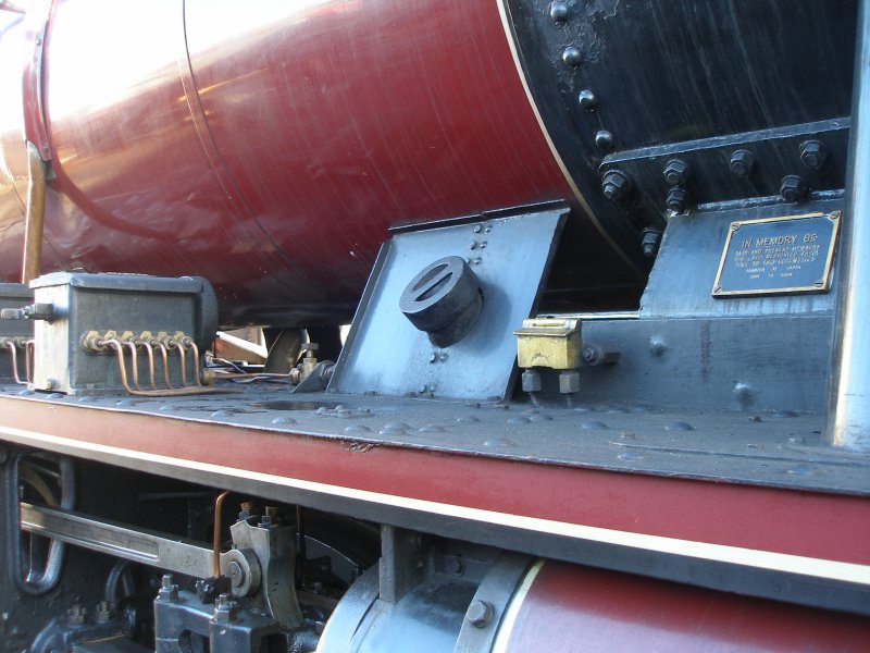 ex-LMS Stanier 8F 2-8-0 48624 as seen at the Great Central Railway, Loughborough on 30 December. Detail of  lubricator and sandpot on fireman's side.