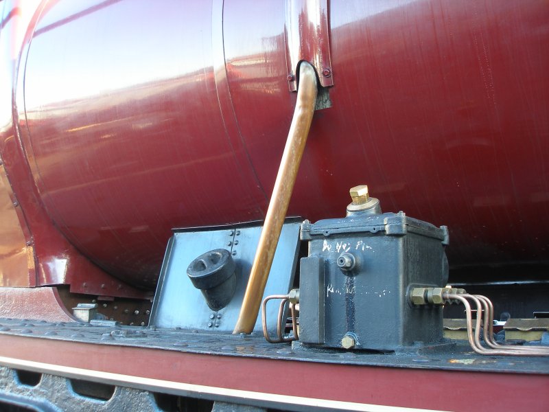 ex-LMS Stanier 8F 2-8-0 48624 as seen at the Great Central Railway, Loughborough on 30 December. Detail of injector piping.