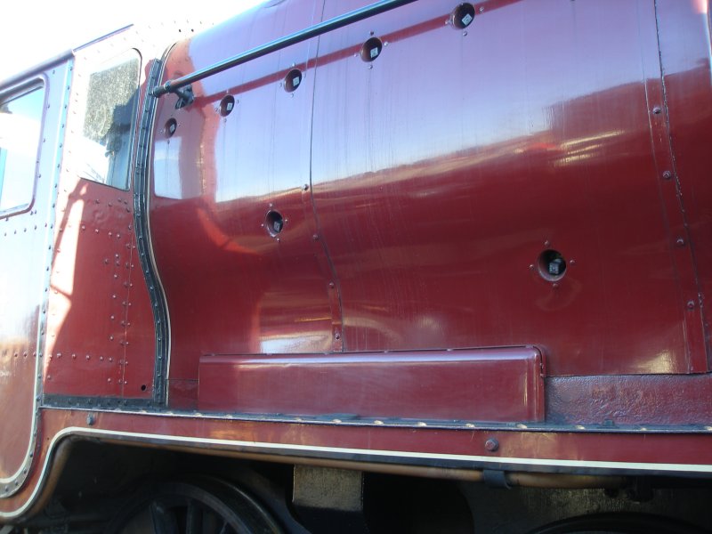 ex-LMS Stanier 8F 2-8-0 48624 as seen at the Great Central Railway, Loughborough on 30 December. Detail of lower firebox and cab front.