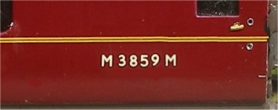 Model showing correct application of BR coach numbering, with positioning and spacing