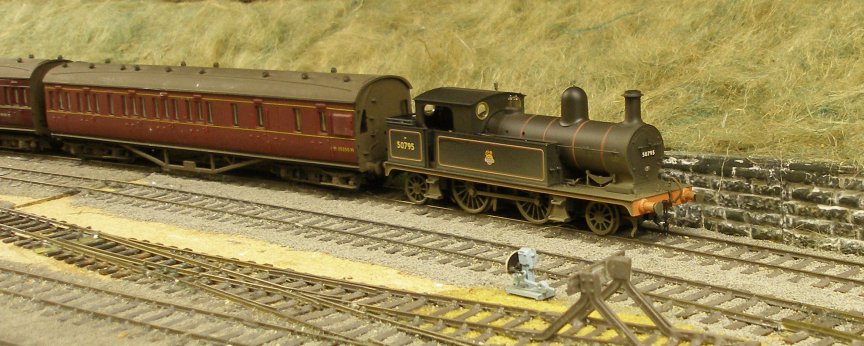 Bachmann Radial Tank and train rolls to a halt at Hall Royd Junction awaiting access to the main Calder Valley main line and Bradford.