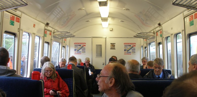 Interior of Class 121 W55034 looking towards the Guard's van on 18 May 2017