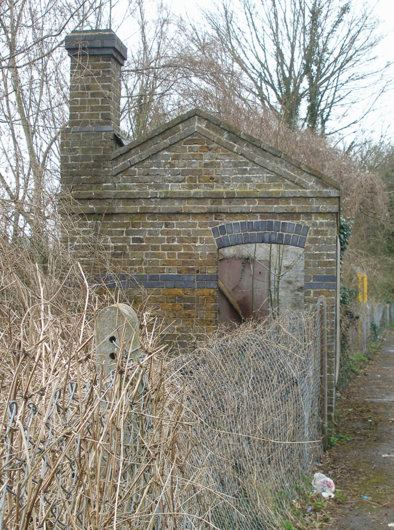 Chorleywood Station weigh-bridge, Metropolitan Line, London Underground: south elevation showing door