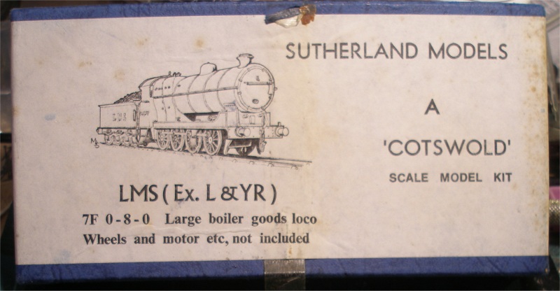 Box lid of a Sutherland Models 'Cotswold' kit for a LMS (ex L& YR) 7F 0-8-0 large boiler goods loco