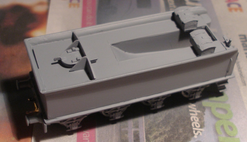 Sutherland Models LYR Class 31 0-8-0 heavy goods tender after being sprayed with grey primer