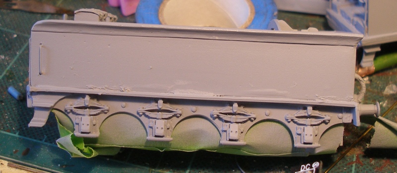 Sutherland Models LYR Class 31 0-8-0 heavy goods tender showing areas to b cleaned-up after being sprayed with grey primer