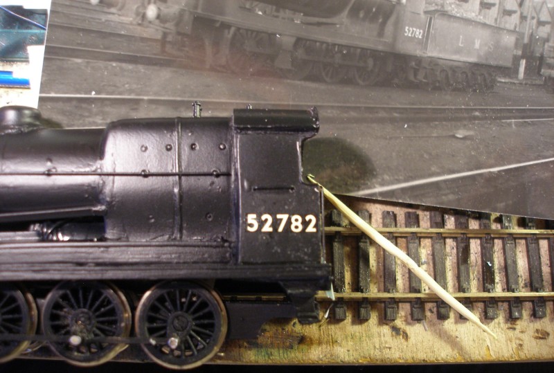 Sutherland Models LYR Class 31 0-8-0 heavy goods loco with BR number being applied on the driver's side with a cocktil stick