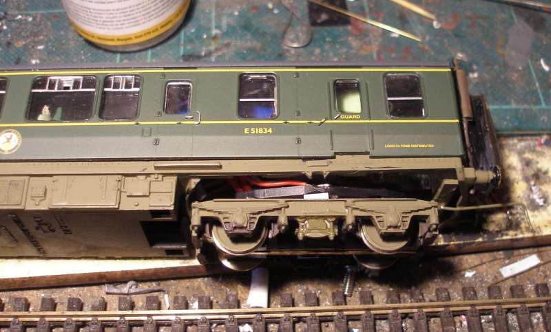 Hornby Class 110 DMU re-motoring project: plastic side frames added and glued in place