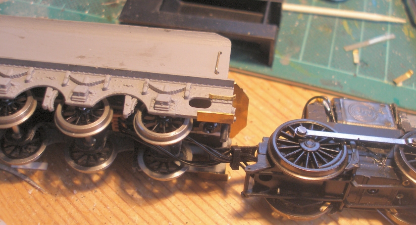 AJModels LYR Aspinall Class 27 0-6-0 body and tender kit: tender step treads and brass fall plate fitted.