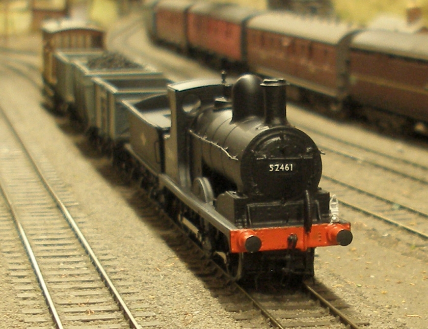 AJModels LYR Aspinall Class 27 0-6-0 body and tender kit:  the model of Sowerby Bridge's 52461 is seen on the Down Calder Valley passing Hall Royd Junction signal box with a short pick-up freight returning from Walsden.