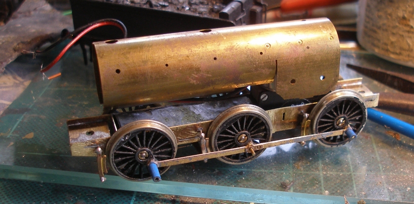 Craftsman L&YR Aspinall Class 27: chassis completed with boiler shell tested for fit.