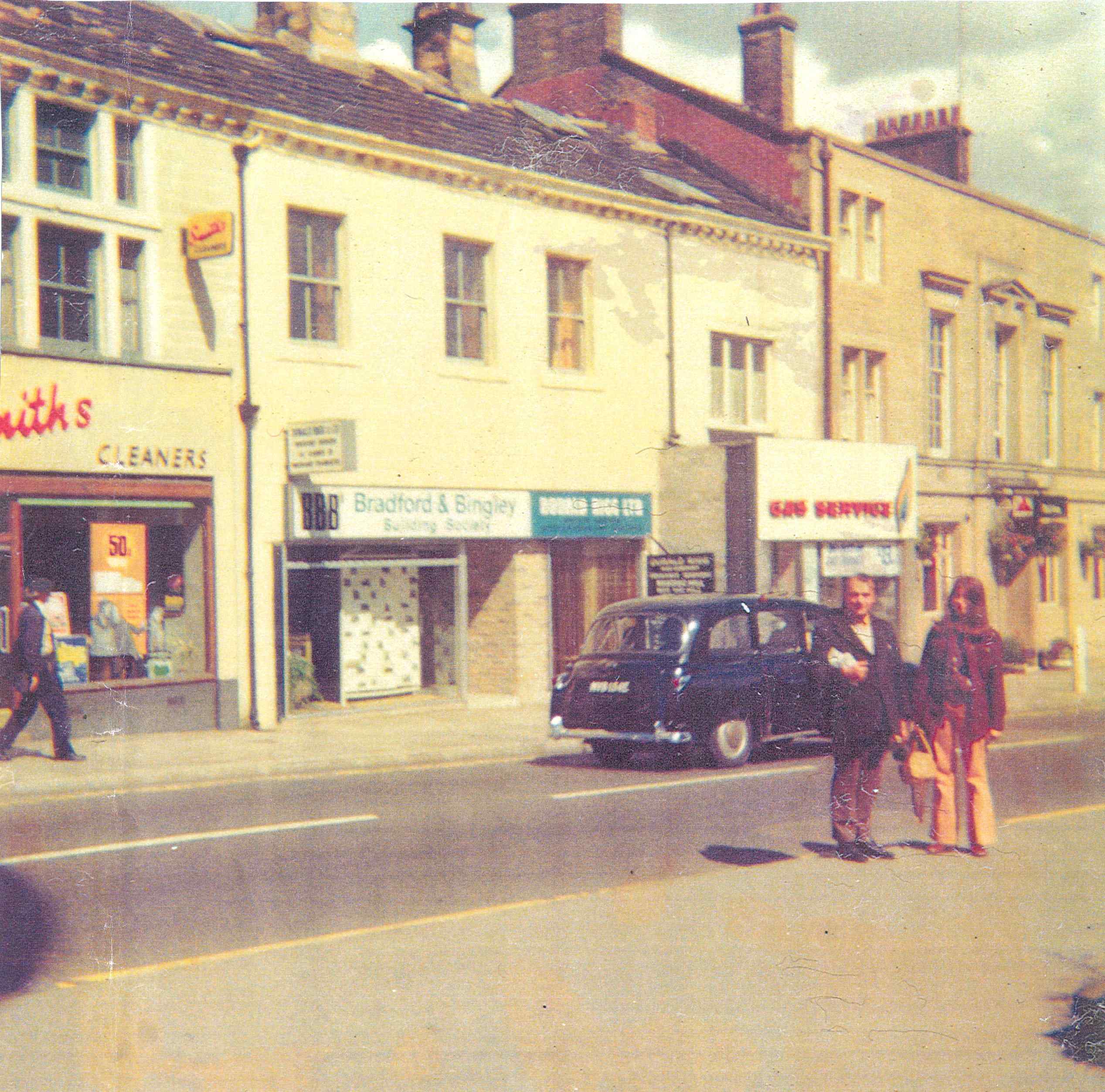 Burnley Road shops, Todmorden circa 1962, with rendered walls and Gas Showrooms