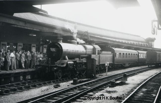 50455 is standing at York, with the special it has brought in from Blackpool Central, as photographed by H. K. Boulter