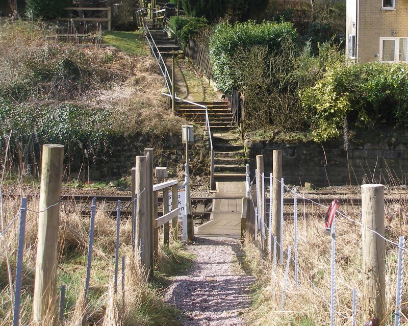 Calder Valley Main Line Light Bank Foot Crossing photographed on 25 March 2016