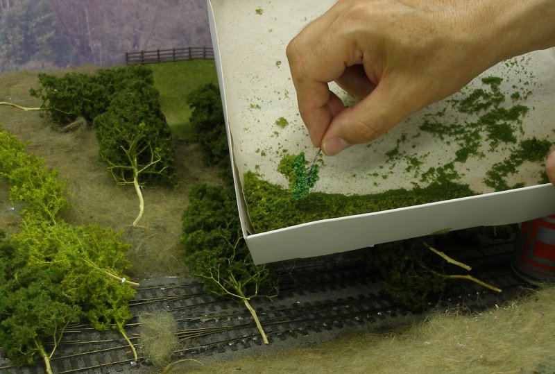 Hall Royd Junction (the model) showing the application of flock to the Seafoam trees.