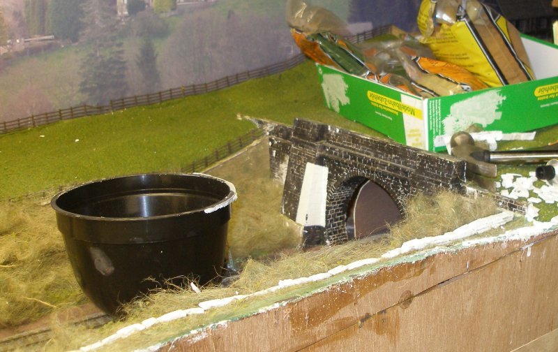 Hall Royd Junction (the model) showing the start of the dry stone walling