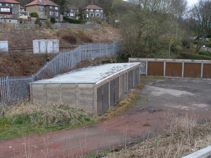 Prototype block of pre-cast concrete garages at Hall Royd