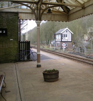 Hebden Bridge railway station signal box on 19 April 2013