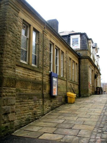 Exterior of Hebden Bridge railway station looking in the Manchester direction