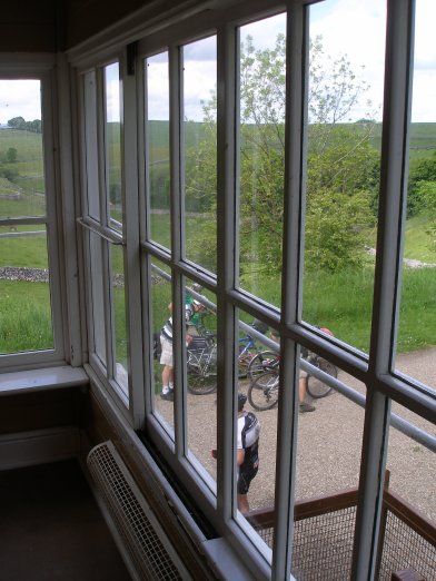 Preserved L&NWR signal box at Hartington on the Tissington Trail 8 June 2014 End window frame detail