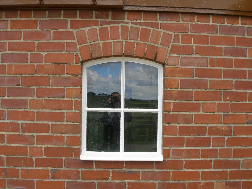 Preserved L&NWR signal box at Hartington on the Tissington Trail 8 June 2014 Front locking room window detail