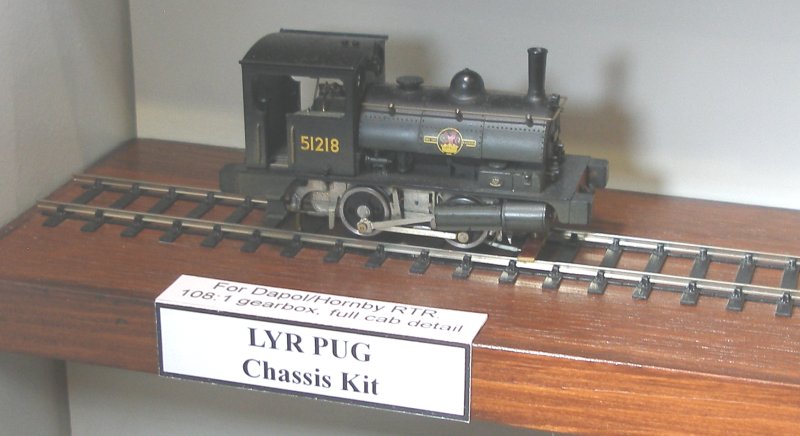 High Level L&YR Pug chassis running gently on its display stand.