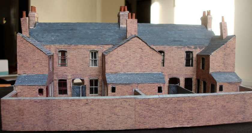 Howard Scenics assembled terraced house kit x 2: rear elevation