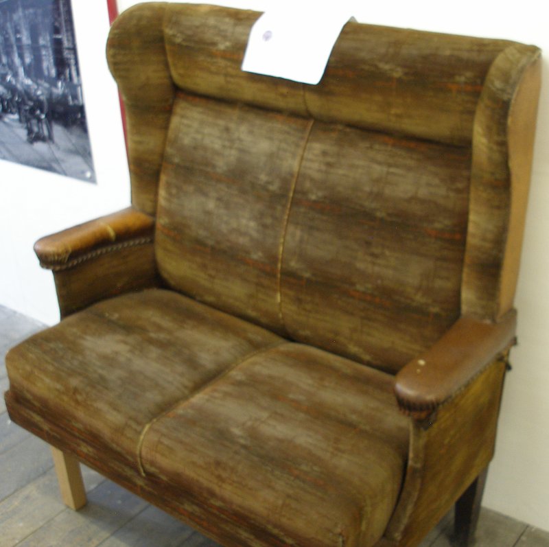 LNER carriage seat showing fabric covering