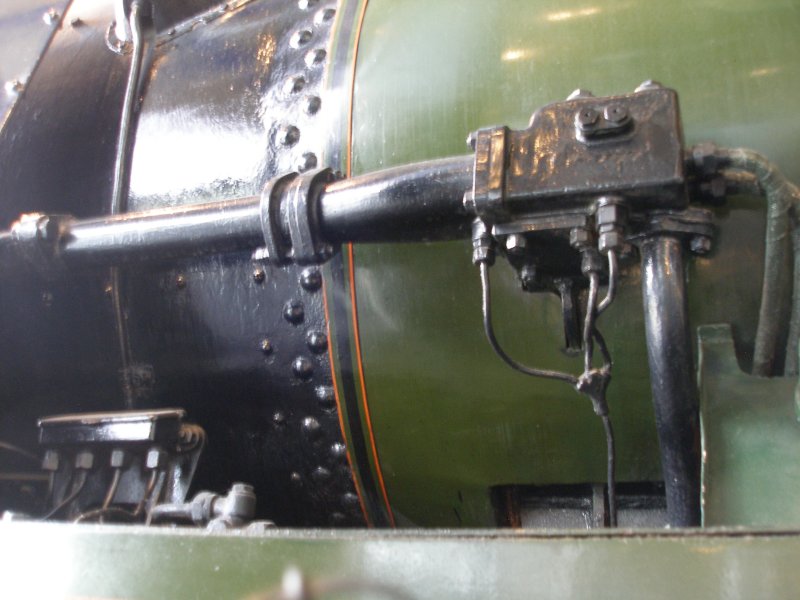 Stanier 'Coronation' Pacific 46235 'City of Birmingham' as seen in the ThinkTank Museum on 10 October 2015, with the driver's side ejector