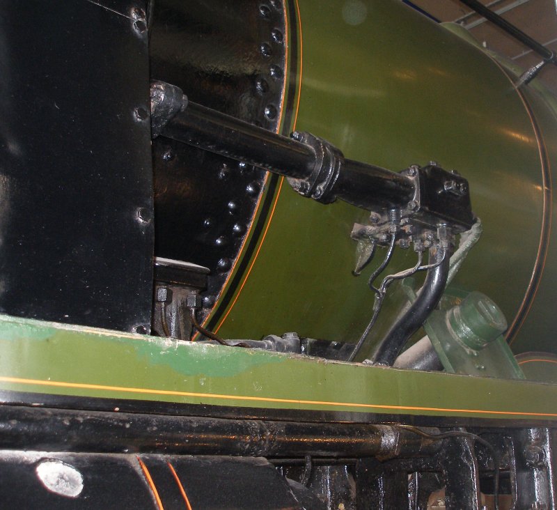 Stanier 'Coronation' Pacific 46235 'City of Birmingham' as seen in the ThinkTank Museum on 10 October 2015, with close-up of the driver's side ejector.