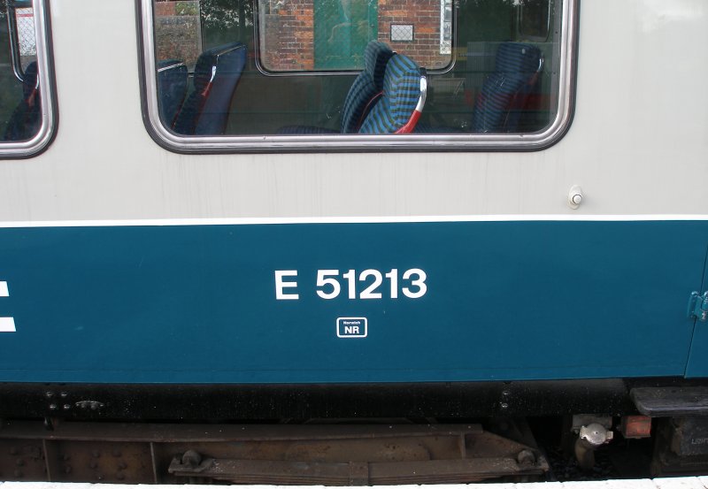 Metro-Cammell Class 101 showing blue & grey livery detail of Motor Brake Second E51213.