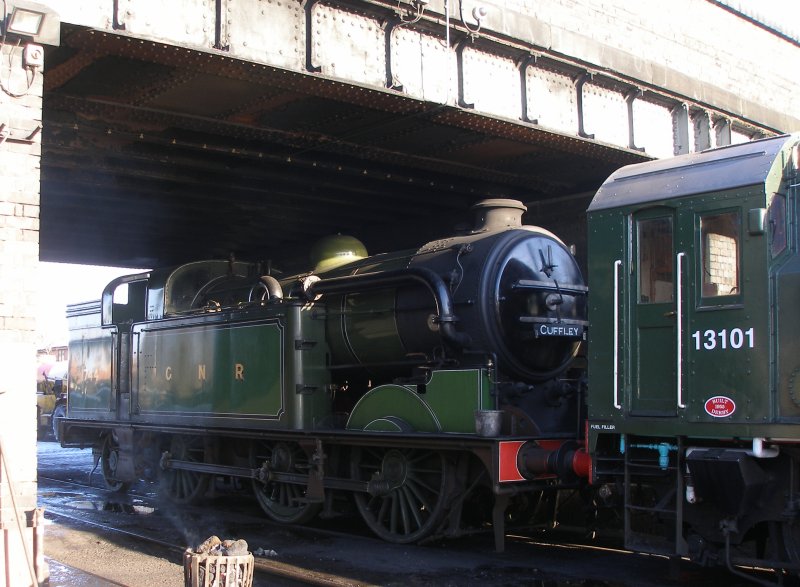 Gresley N2 0-6-2 tank 1471 at Loughborough, 30 December 2014.