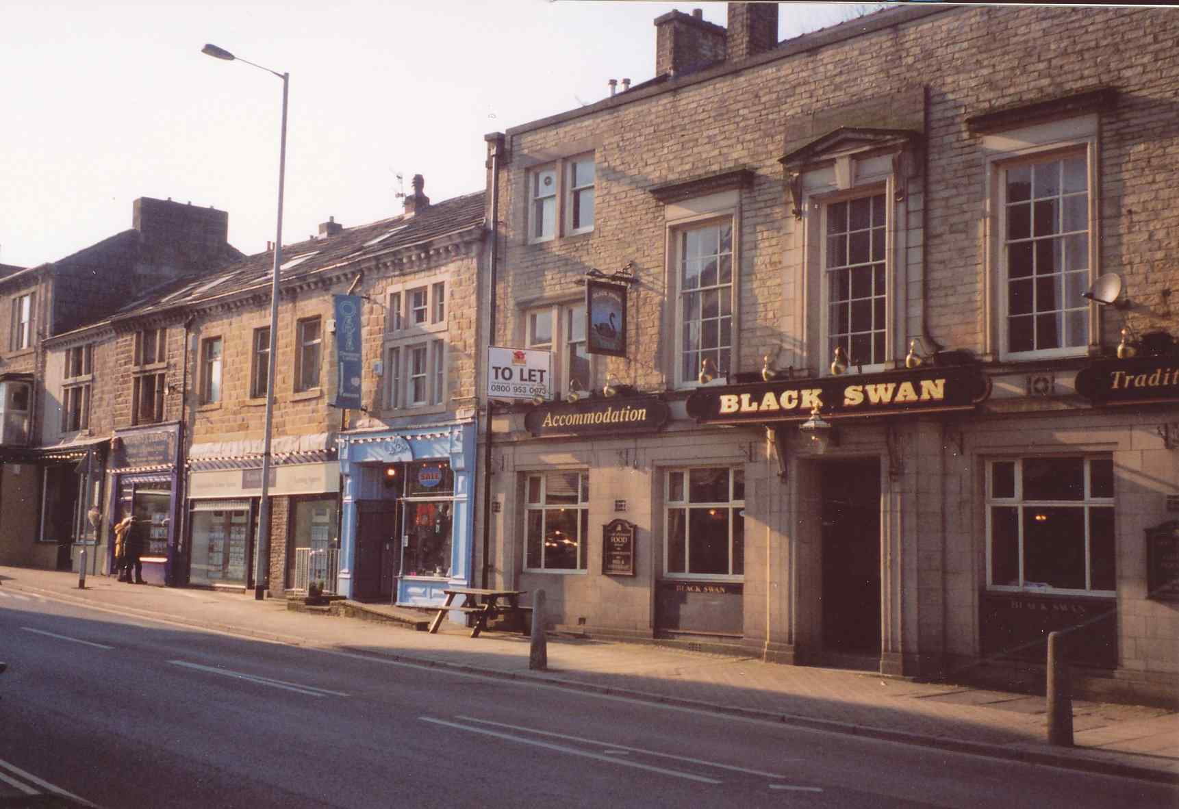 'The Black Swan' pub (when open) 31-33 Burnley Road, Todmorden, looking south west