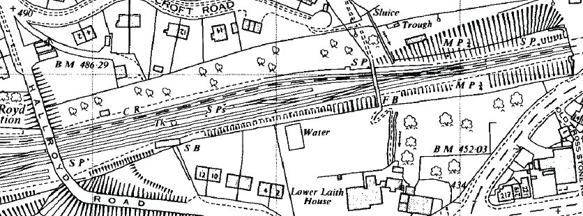 Extract from Ordnance Survey 1963 1:2500 map showing Hall Royd Junction detail 