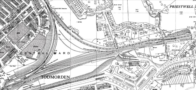 OS 1963 1:2500 map extract showing Hall Royd Junction