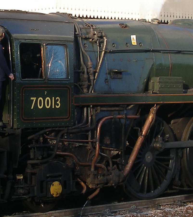 Detail shot of 70014 'Oliver Cromwell' fireman's cab side