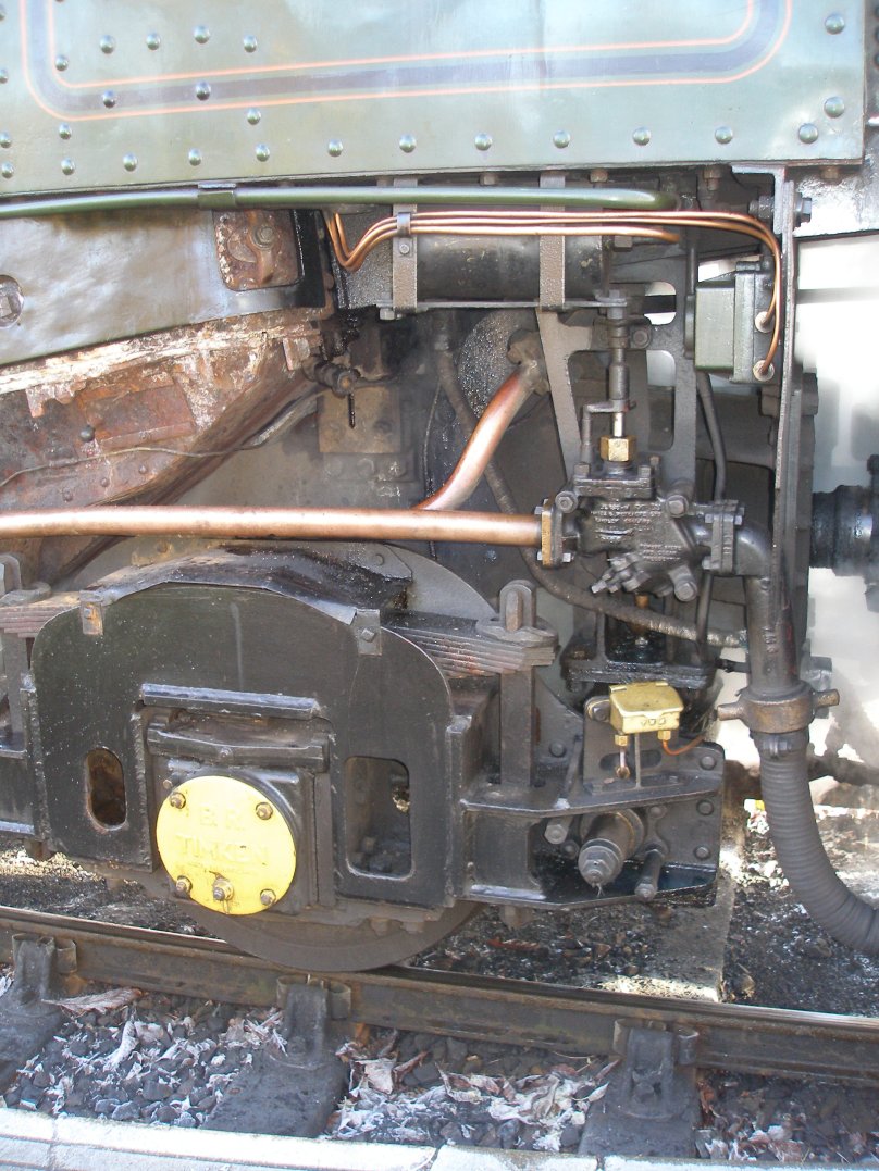 Detail shot of 70014 'Oliver Cromwell' under cab piping