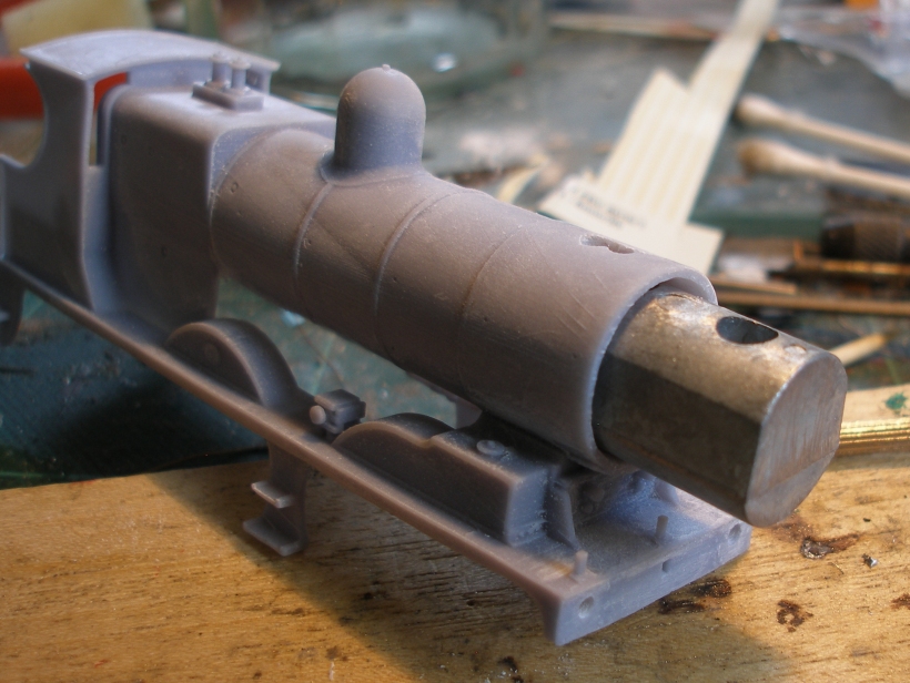 LYR Aspinall Class 28 project: the weight from the Bachmann Class C is inserted into the boiler through the smokebox