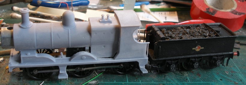 L&YR Aspinall Class 28 body trial fitted on the Bachmann Class C chassis, with the Craftsman Aspinall tender also shown