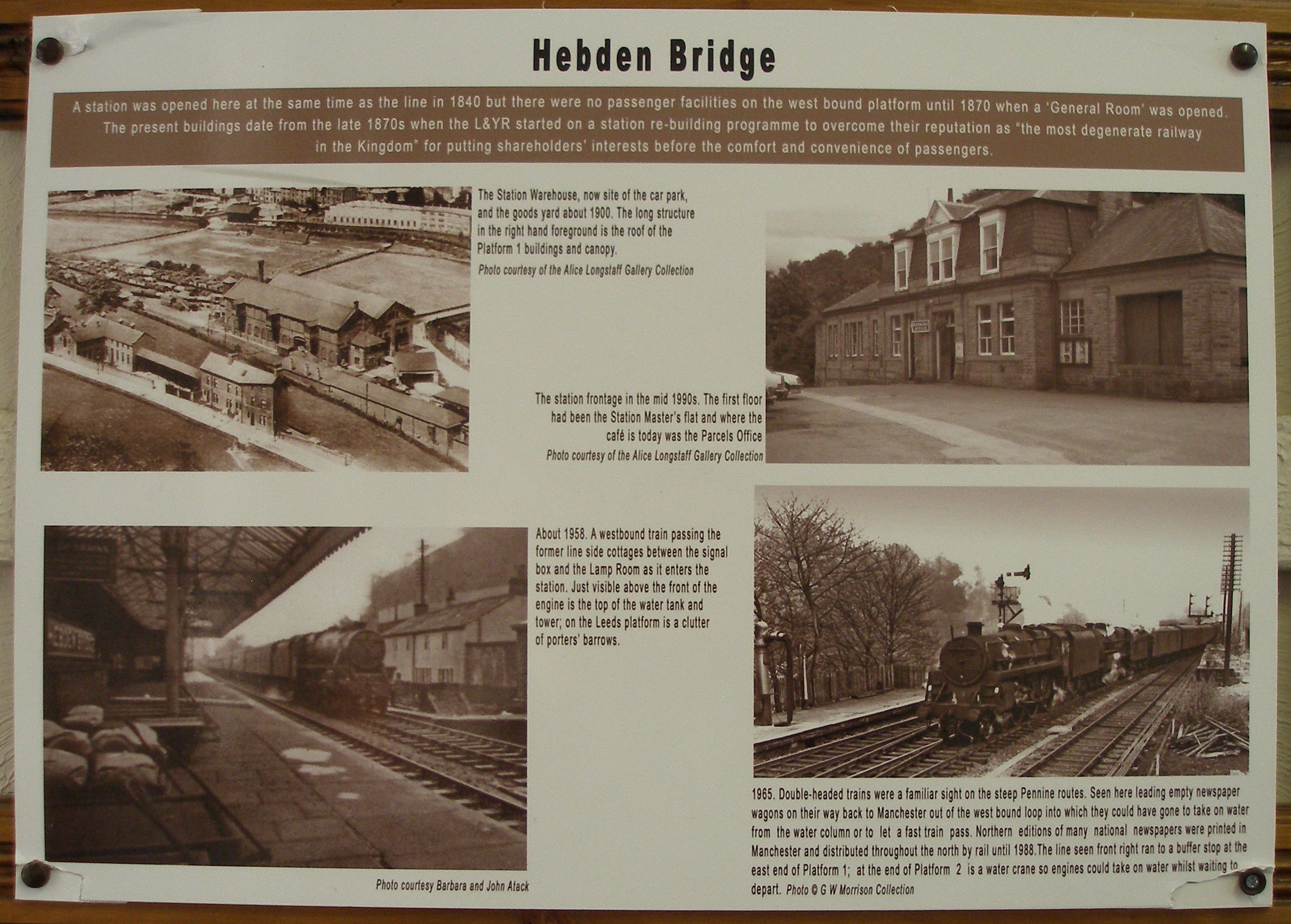 History panel displayed in the General Waiting Room on Hebdon Bridge railway station