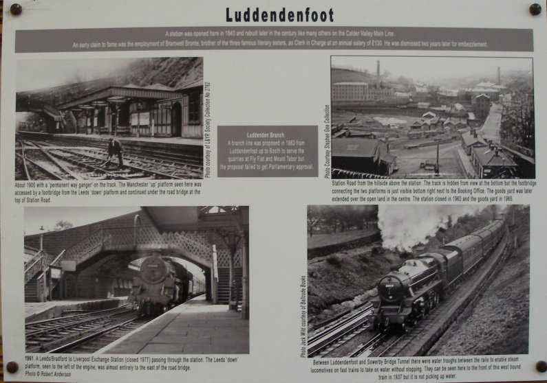 History Panel displayed in Hebdon Bridge General Waiting Room providing a brief history of Luddenfoot Railway Station