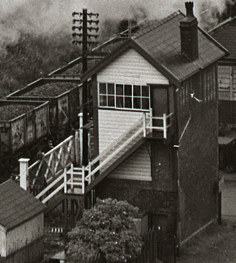 Portsmouth Signal Box showing the rear, taken from the valley side c. 1966